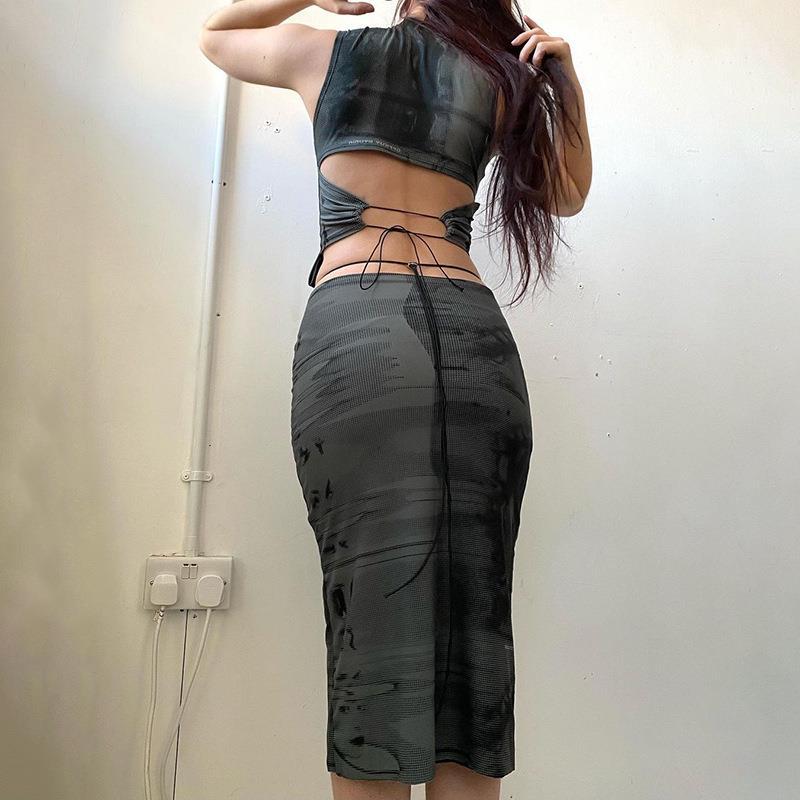 Damen ärmelloses Top mit höherem Kragen und stylischem Punktmuster Echo Archiv