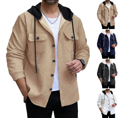 Herren lässige Hybridjacke mit kontrastierendem Kapuzendesign und praktischen Brusttaschen Echoarchiv