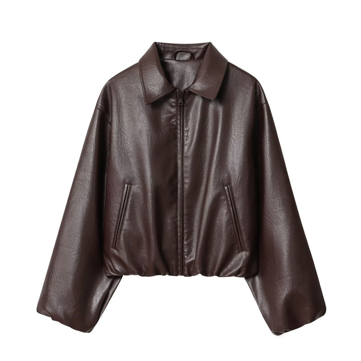 Damen Kurzjacke im Boxy‑Look aus veganem Leder mit verdecktem Reißverschluss Echo Archiv