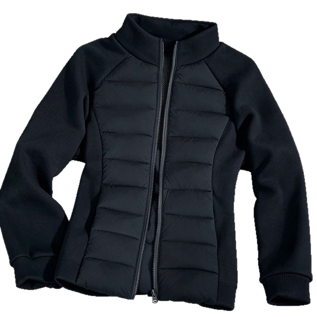 Damen Hybrid-Steppjacke mit wattierter Front, Raglanärmeln und hochschließendem Kragen – Célinea