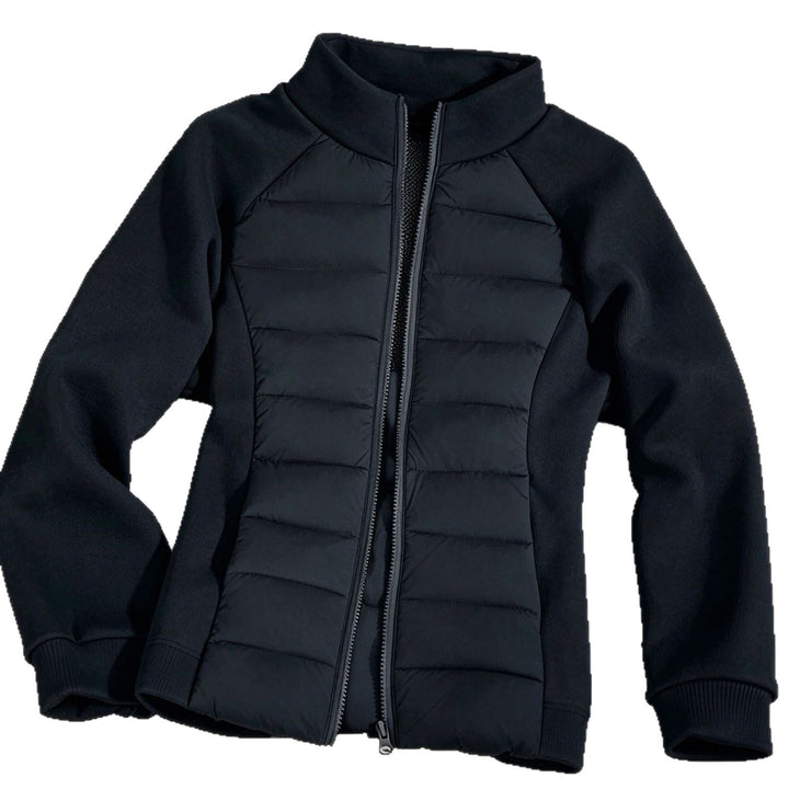 Damen Hybrid-Steppjacke mit wattierter Front, Raglanärmeln und hochschließendem Kragen – Célinea