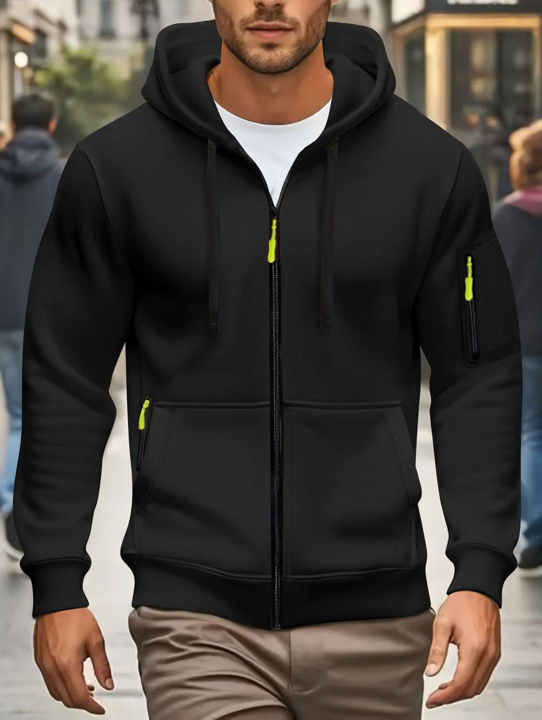 Herren sportliche Kapuzenjacke mit funktionalen Reißverschlusstaschen Echoarchiv