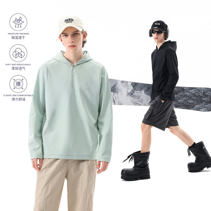 Herren Leichter Halbzip-Kapuzenpullover im Oversize-Relaxed-Fit aus technischem Jersey Echo Archiv