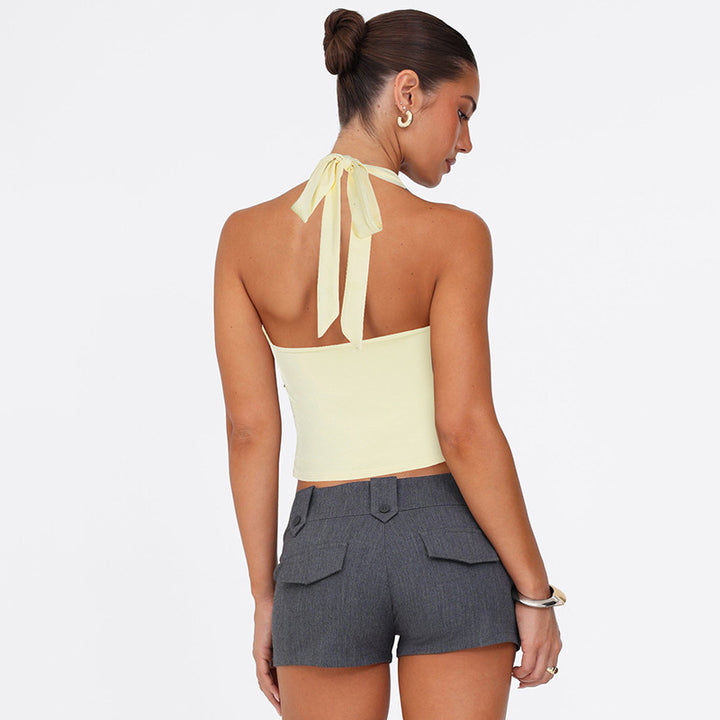 Damen Neckholder-Top mit dekorativem Ausschnitt und Raffung Echo Archiv