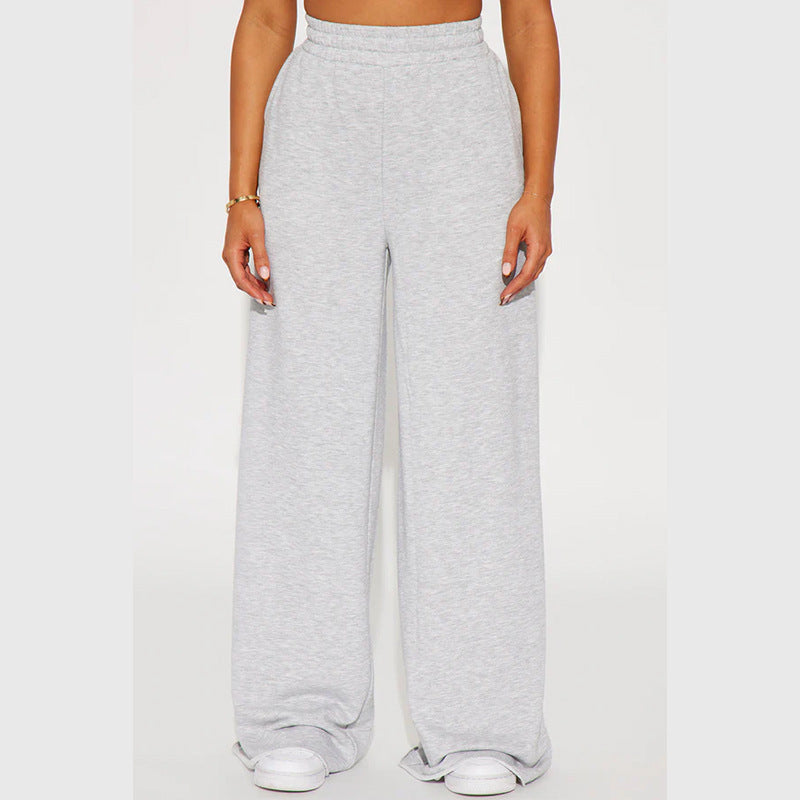 Damen nan High‑Waist Palazzohose aus French-Terry mit weitem Bein, elastischem Komfortbund und offenen Saumkanten Echo Archiv