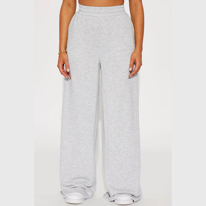 Damen nan High‑Waist Palazzohose aus French-Terry mit weitem Bein, elastischem Komfortbund und offenen Saumkanten Echo Archiv