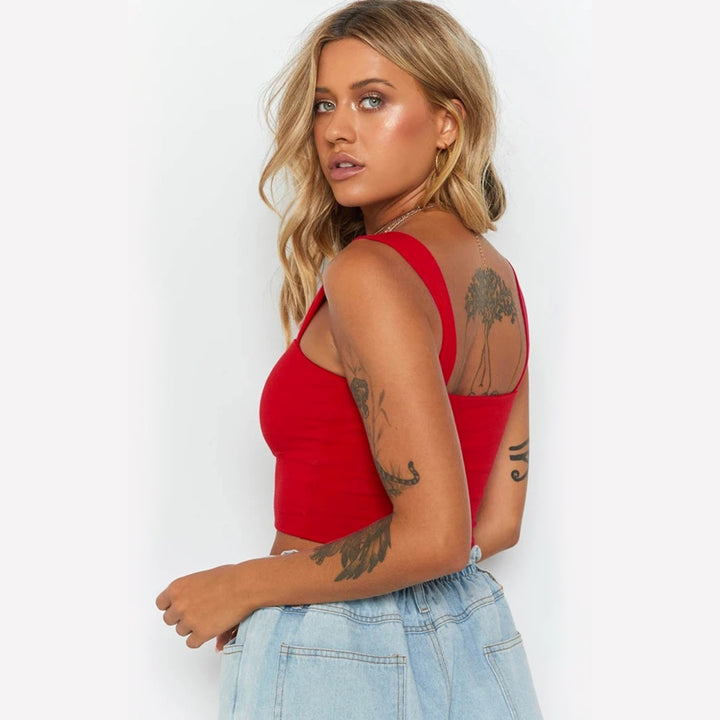 Damen Figurbetontes Crop-Top mit breiten Trägern Echo Archiv