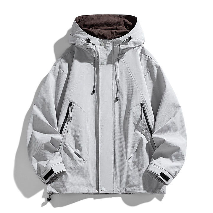 Unisex leichte winddichte Outdoor-Jacke mit Kapuze, wasserabweisende Außenschale und verstellbarem Saum – Taviero