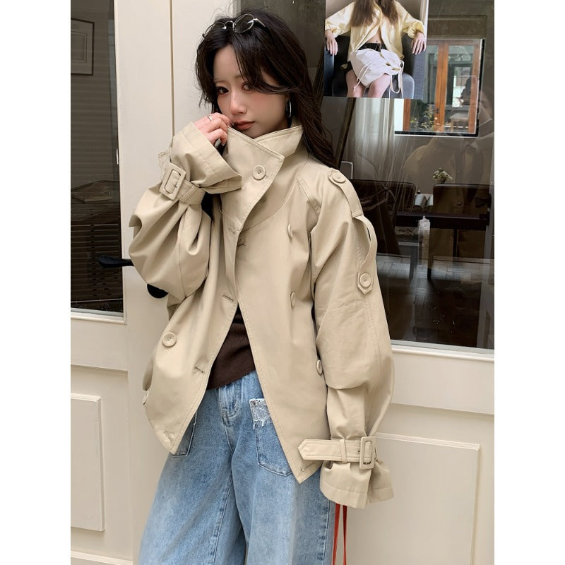 Damen Oversized Trenchcoat Jacke mit weitem Schnitt und Schulterklappen Echoarchiv
