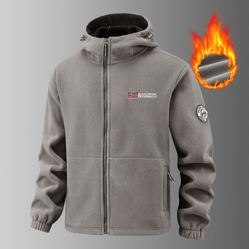 Herren Warming Fleece Hoodie Jacke mit thermischem Futter, Reißverschlusstaschen und elastischen Bündchen – Cavarno