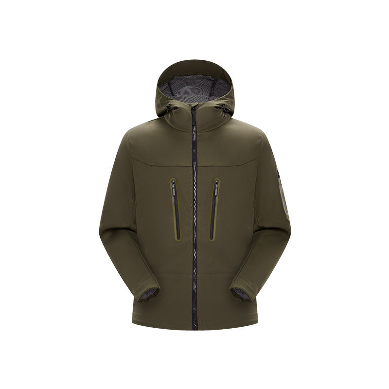 Herren Multifunktions-Softshelljacke mit ergonomischem Wetterschutz, verstellbarer Kapuze und senkrechten Reißverschlusstaschen Echo Archiv