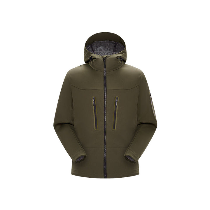 Herren Multifunktions-Softshelljacke mit ergonomischem Wetterschutz, verstellbarer Kapuze und senkrechten Reißverschlusstaschen Echo Archiv