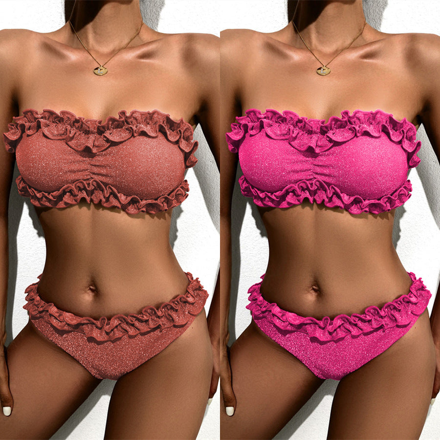 Damen Bandeau-Bikini mit glamourösem Rüschendesign Echo Archiv