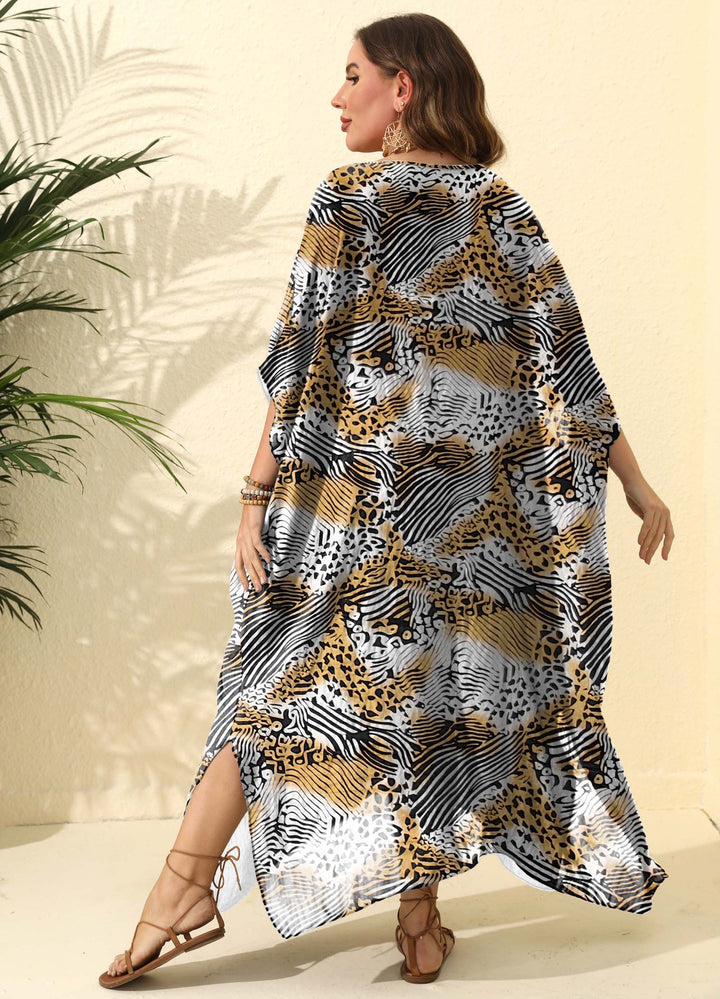 Damen Kaftan mit asymmetrischem Schnitt und tierischem Druck Echo Archiv