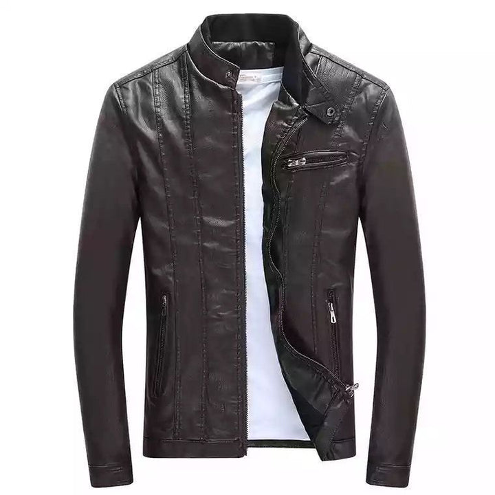 Herren trendige Kunstlederjacke mit feinen Steppdetails Echoarchiv