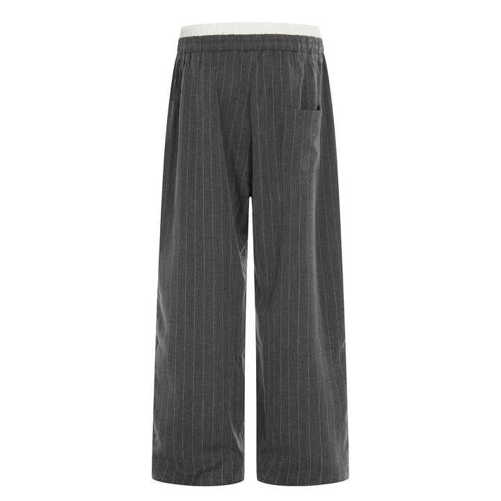 Damen Weite Pinstripe-Culotte-Hose mit elastischem Bund und Kordelzug Echoarchiv