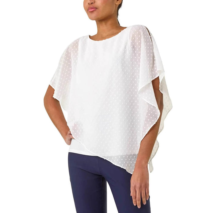 Damen leichtes Chiffon-Überwurfshirt mit Pünktchen und Fledermausärmeln – Avérine