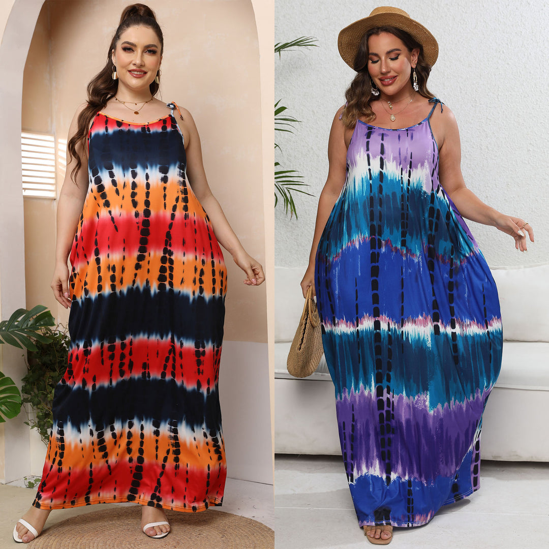 Damen luftiges Maxikleid mit buntem Batikmuster Echo Archiv