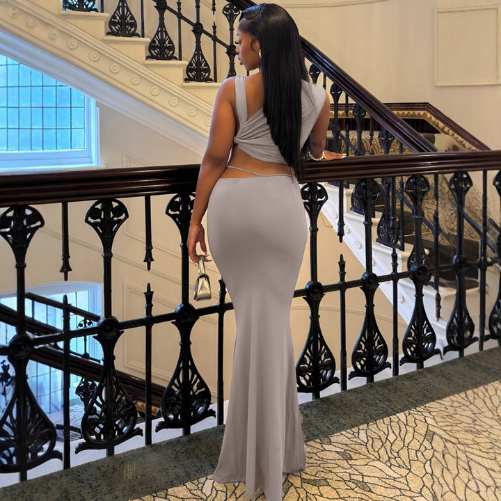 Damen Elegantes Wickelkleid mit asymmetrischem Schnitt und figurbetontem Design Echo Archiv