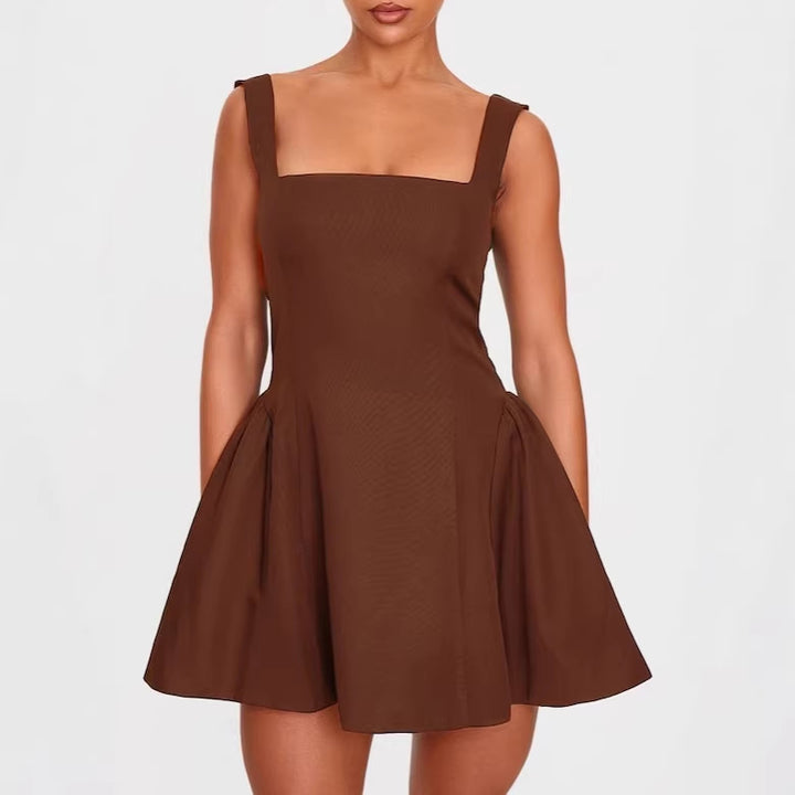 Damen A-Linien Kleid mit quadratischem Ausschnitt und angeschnittenen Taschen Echo Archiv
