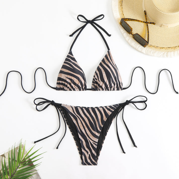 Damen Triangel-Bikini-Set mit verstellbaren Trägern und aufregendem Zebramuster Echo Archiv