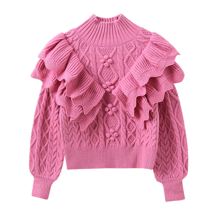 Damen Strickpullover mit Rüschen und Zopfmuster Echo Archiv