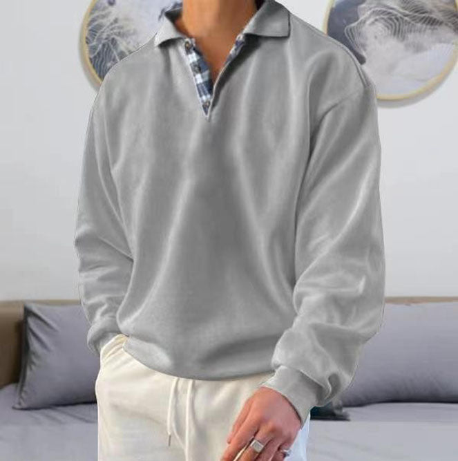 Herren nan lässiger Pullover mit Polokragen und verdeckter Karo-Innenseele aus Baumwollmischung Echo Archiv