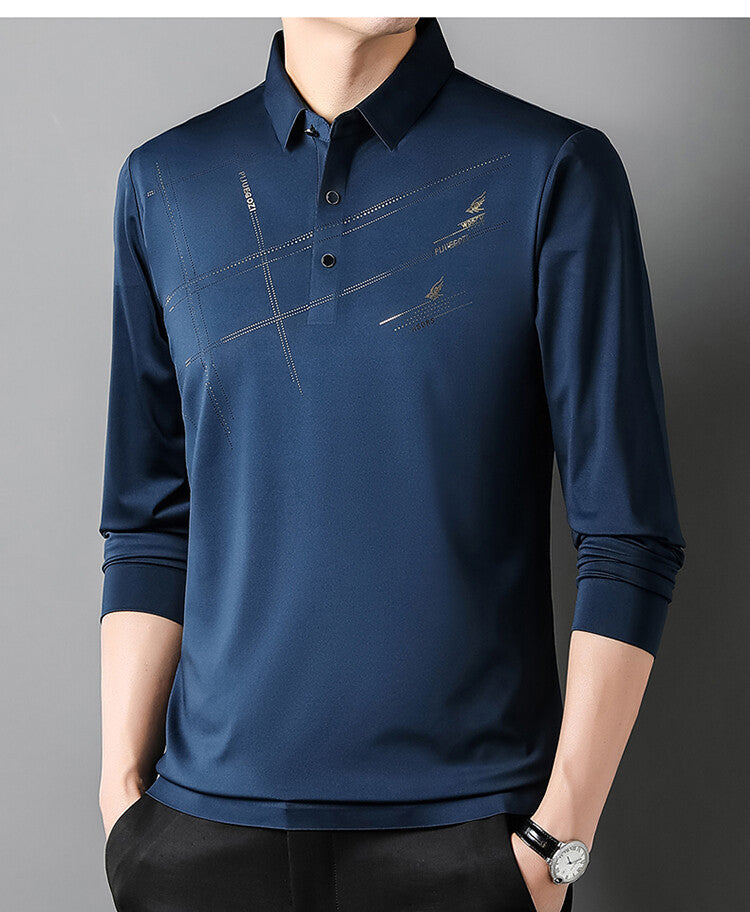 Herren Sportliches Langarm Poloshirt mit innovativem Design Echoarchiv