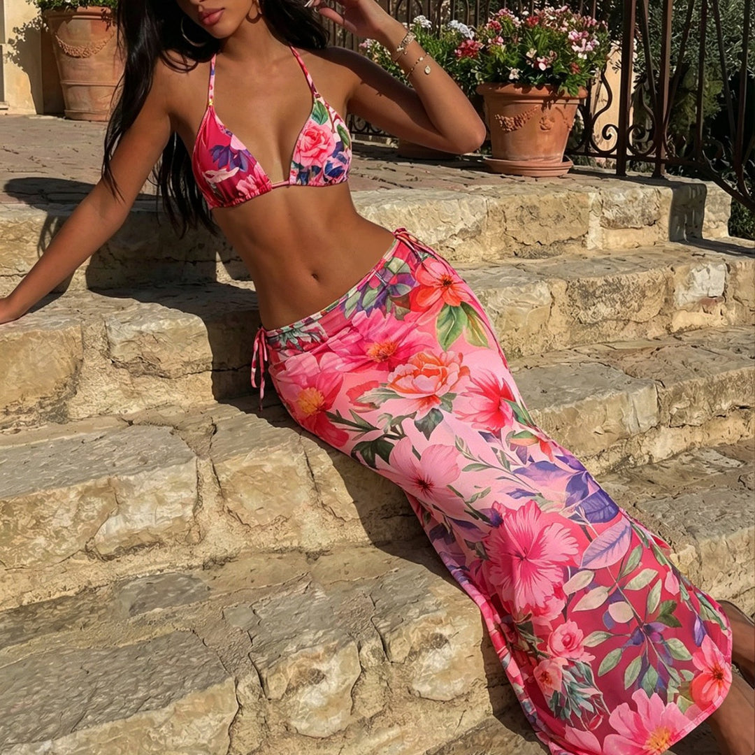 Damen Triangel-Bikini mit floralem und tierischem Muster Echo Archiv