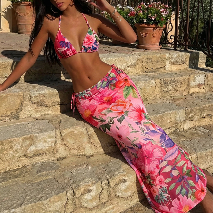 Damen Triangel-Bikini mit floralem und tierischem Muster Echo Archiv