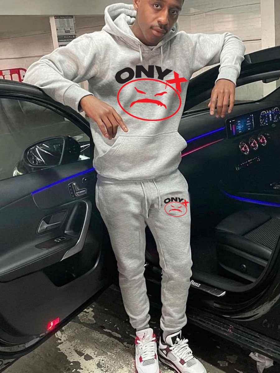 Herren Hoodie- und Jogginghose-Set mit markantem Grafikdesign Echoarchiv