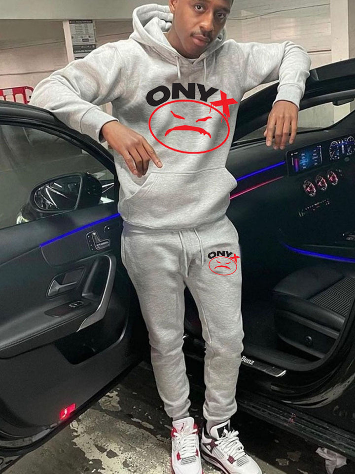 Herren Hoodie- und Jogginghose-Set mit markantem Grafikdesign Echoarchiv