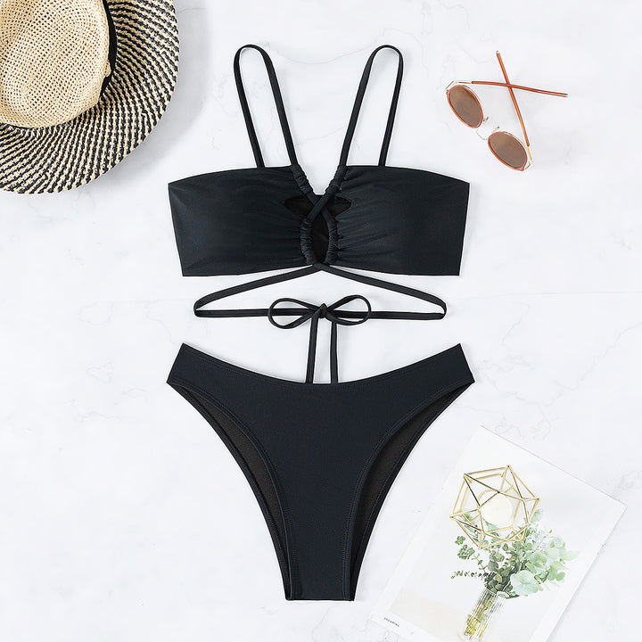 Damen Hochgeschnittenes Bikini-Set mit gekreuzten Trägern und modischen Cut-Outs Echo Archiv