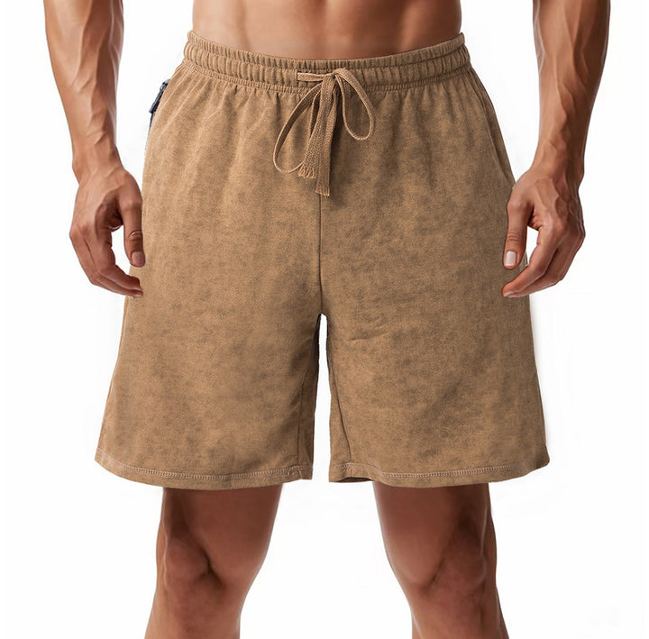 Herren nan locker geschnittene Frottee-Shorts mit elastischem Bund Kordelzug und seitlichen Eingrifftaschen Echo Archiv