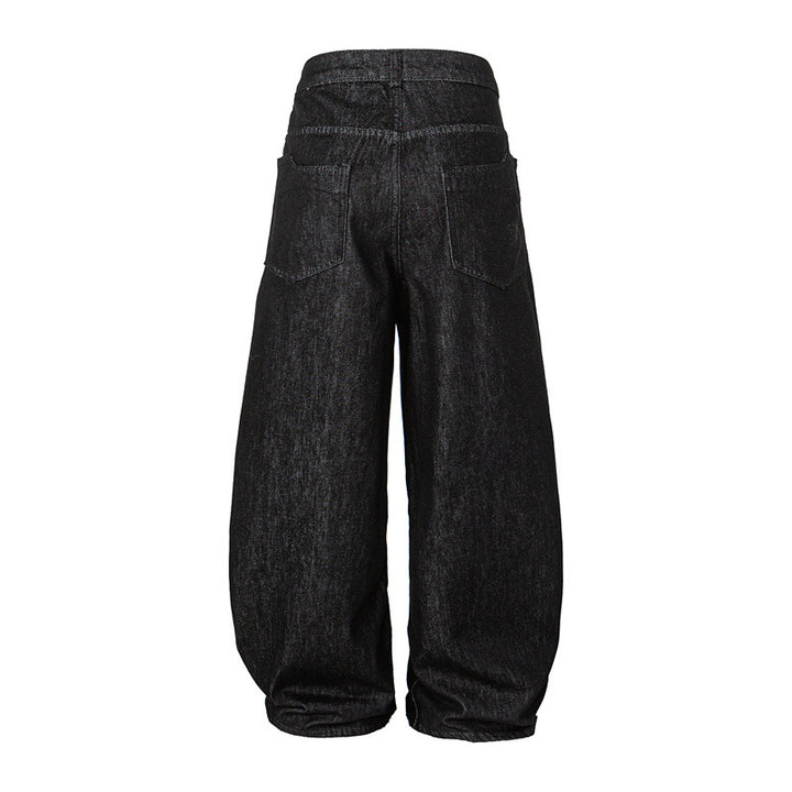 Damen Weite Harem-Denimhose mit hoher Taille und ballonförmigem Bein Echoarchiv