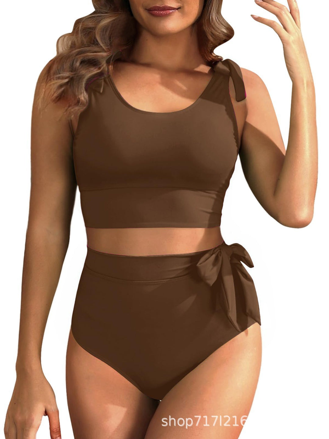 Damen Hochtailliertes Bikini-Set mit knotenverziertem Oberteil Echo Archiv