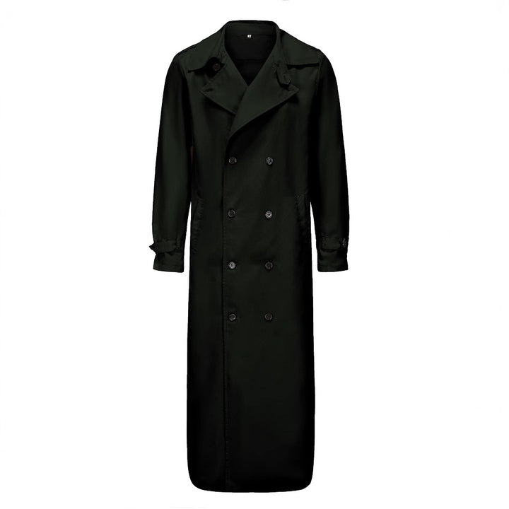 Herren Wasserabweisender Long-Trenchcoat mit doppelter Knopfleiste, Schulterklappen und verstellbarem Taillengürtel Echoarchiv