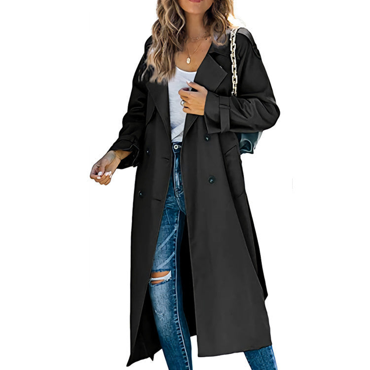 Damen legerer Trenchcoat mit Gürteldesign und stylischen Knöpfen Echoarchiv