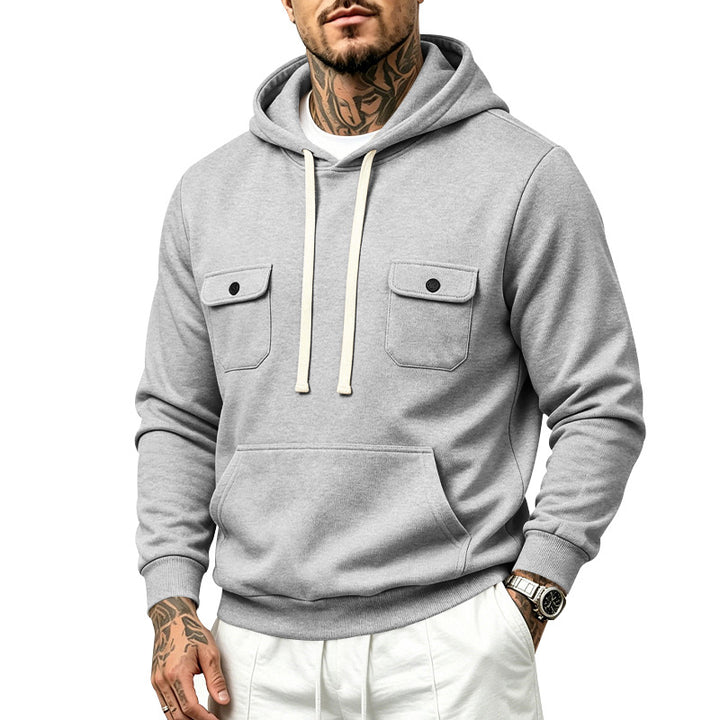Herren Kapuzenpullover mit Doppel-Brusttaschen und Kängurutasche Echoarchiv