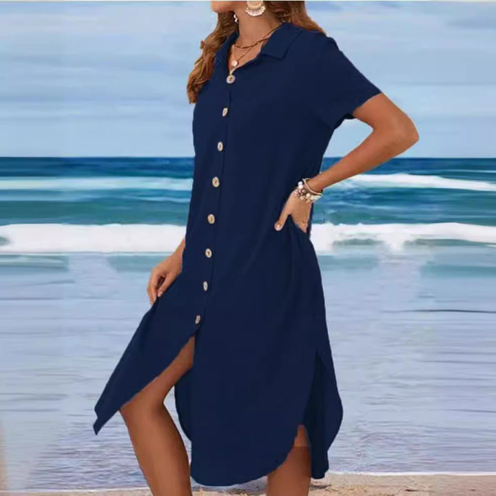 Damen Hemdblusenkleid mit Knopfdetail und schwingendem Saum Echo Archiv