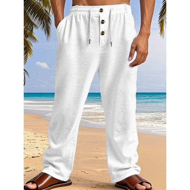 Herren Bequeme Sommerfreizeithose mit elastischem Bund und modernen Knopfdetails Echoarchiv