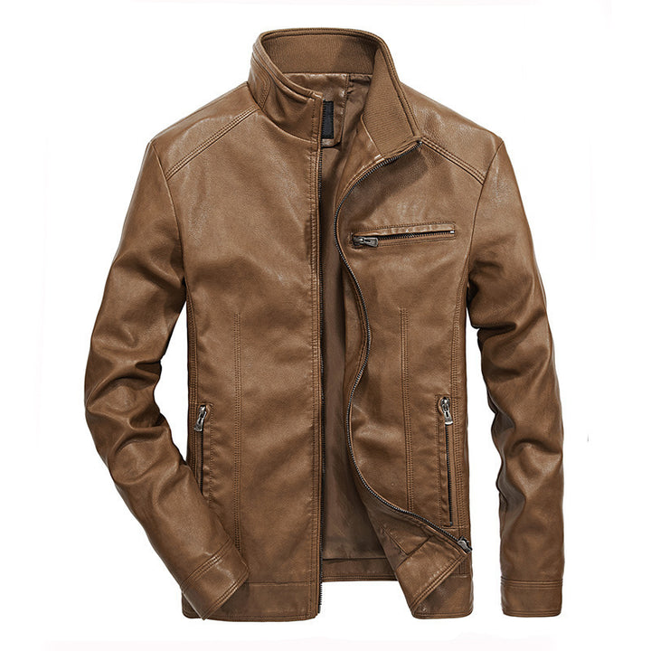 Herren Slim‑Fit Lederoptik‑Blouson mit Stehkragen und Reißverschlusstaschen Echo Archiv