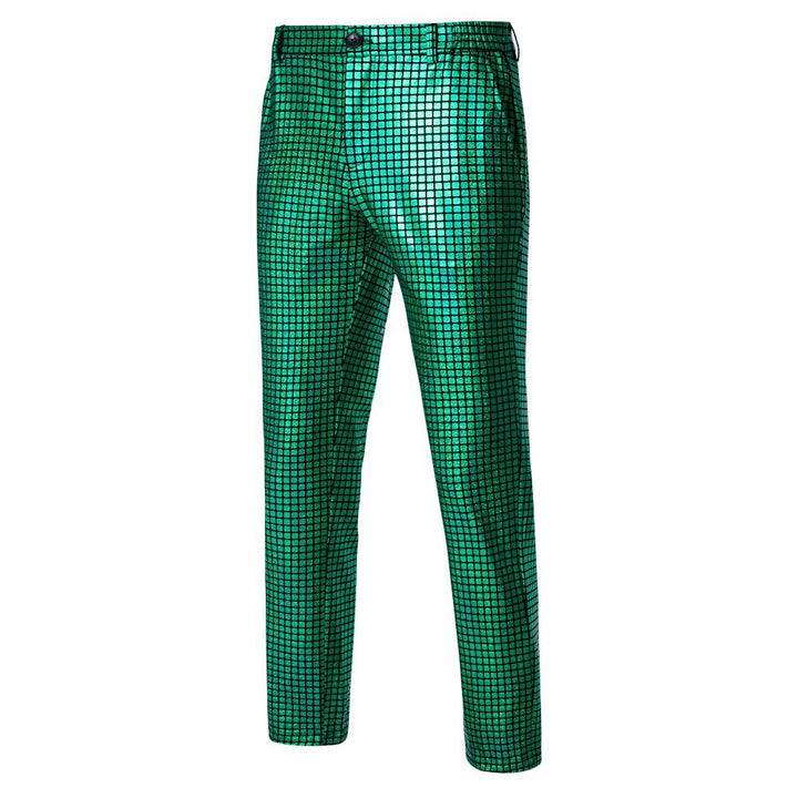 Herren nan Slim-Fit Anzughose mit glänzender Paillettenoptik und feinem Karomuster Echo Archiv