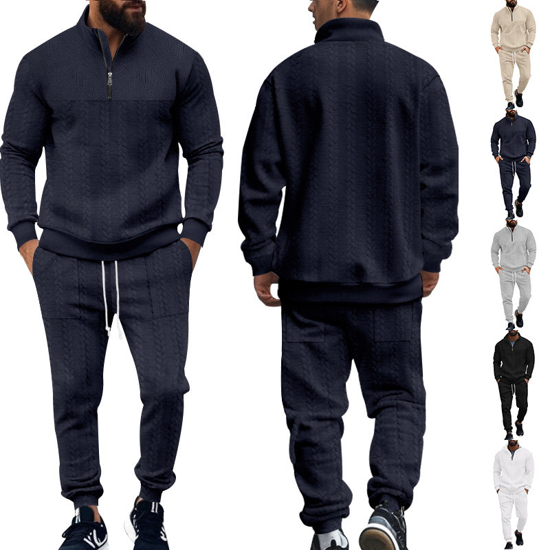 Herren nan Strukturiertes Halbzip-Sweatset mit Waffelstrick und konischer Jogginghose Echo Archiv