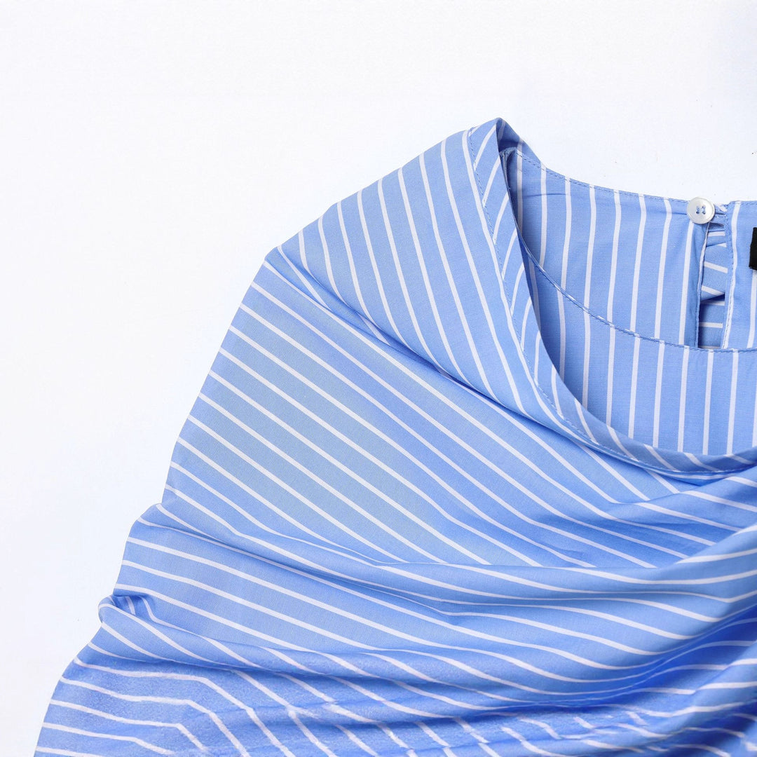 Damen schulterdetailierte Baumwollbluse mit Drapé-Schalkragen und breiten Manschetten – Élovi