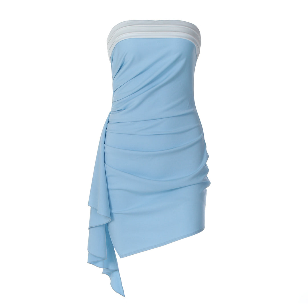 Damen raffiniertes Wickelkleid mit asymmetrischem Saum und eleganten Falten Echo Archiv