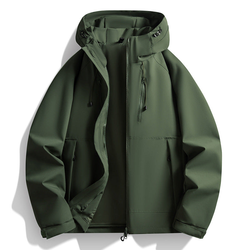 Herren Softshelljacke mit Kapuze, winddichter Außenlage, verstellbarem Saum & Reißverschluss-Taschen Echo Archiv