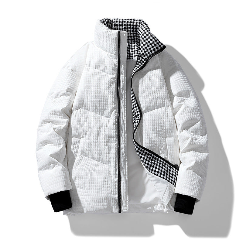 Herren gesteppte wendbare Winterjacke mit Stehkragen und Hahnentrittmuster-Futter Echo Archiv
