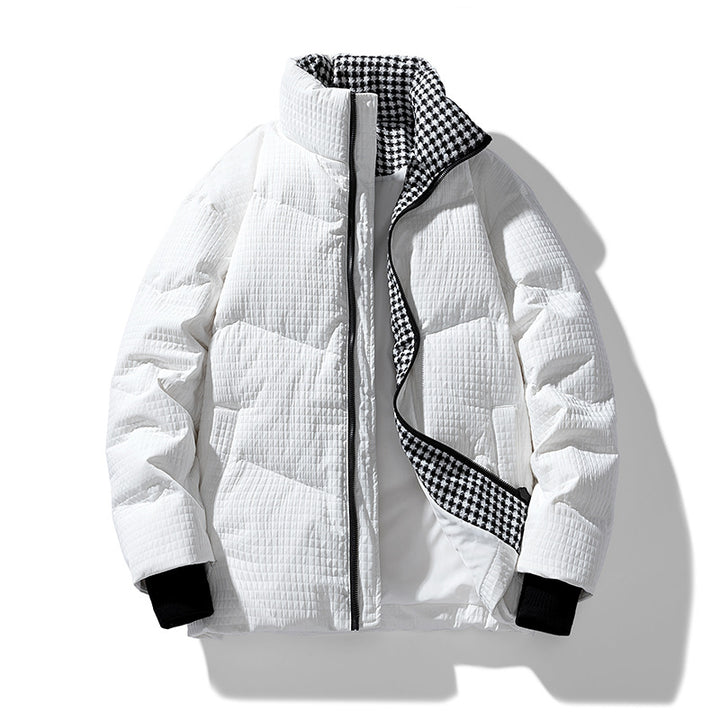 Herren gesteppte wendbare Winterjacke mit Stehkragen und Hahnentrittmuster-Futter Echo Archiv