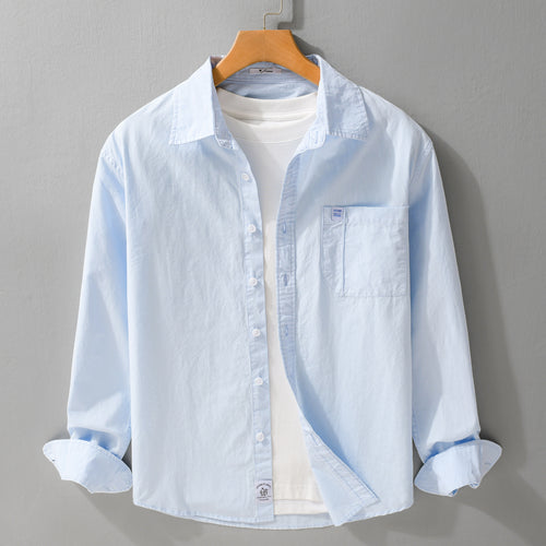Herren Baumwoll-Overshirt im Layering‑Look mit Kentkragen und aufgesetzter Brusttasche Echoarchiv